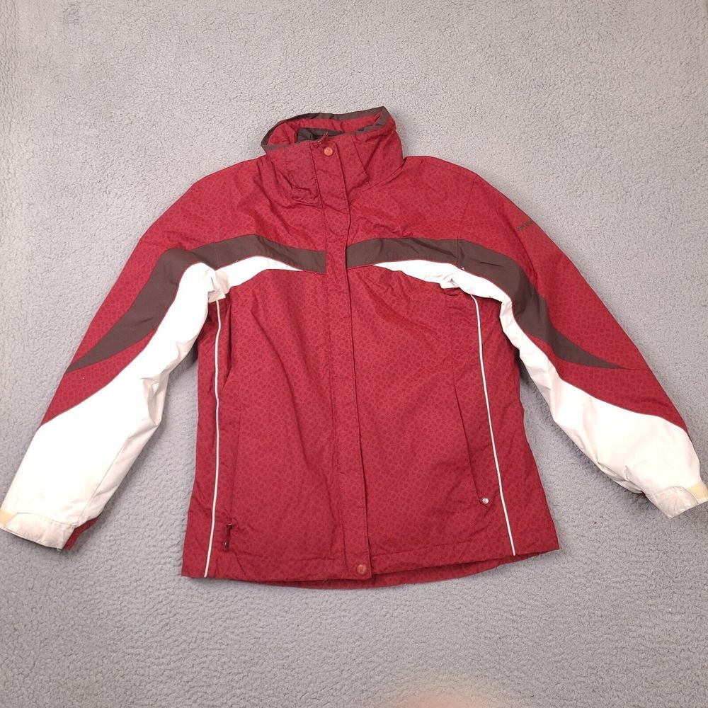 Columbia Womens Medium Red White Interchange 3 In 1 Coat Ski Jacket Water Resist